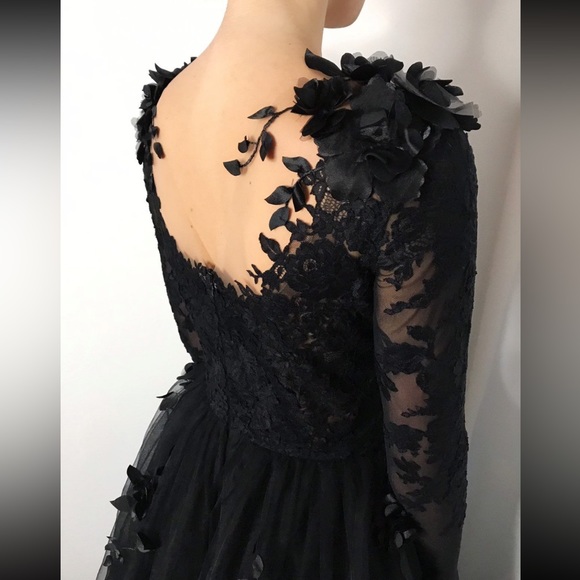 New custom black wedding or formal dress wore once for like an hour in Feb - Picture 3 of 10